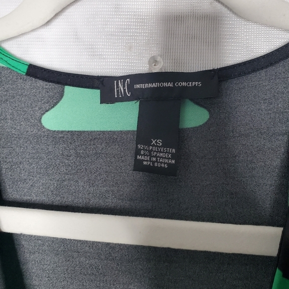 INC Black and Green Wrap Dress - Picture 4 of 4